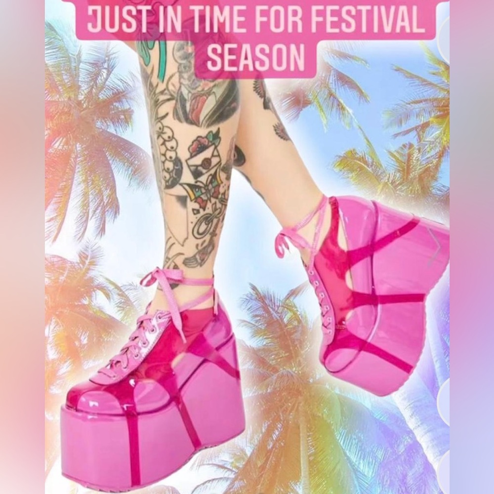 Ellie Hot Pink Sunny Platform Shoes